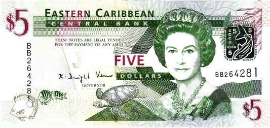 Easter Caribbean States 5 Dollars ND (2008), P47, UNC