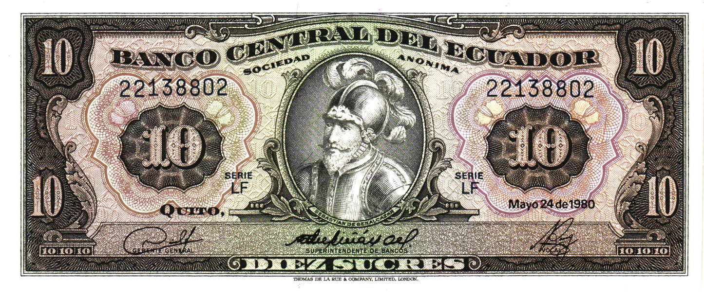 Ecuador 10 Sucres 1980, P114b, UNC
