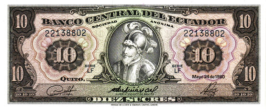Ecuador 10 Sucres 1980, P114b, UNC