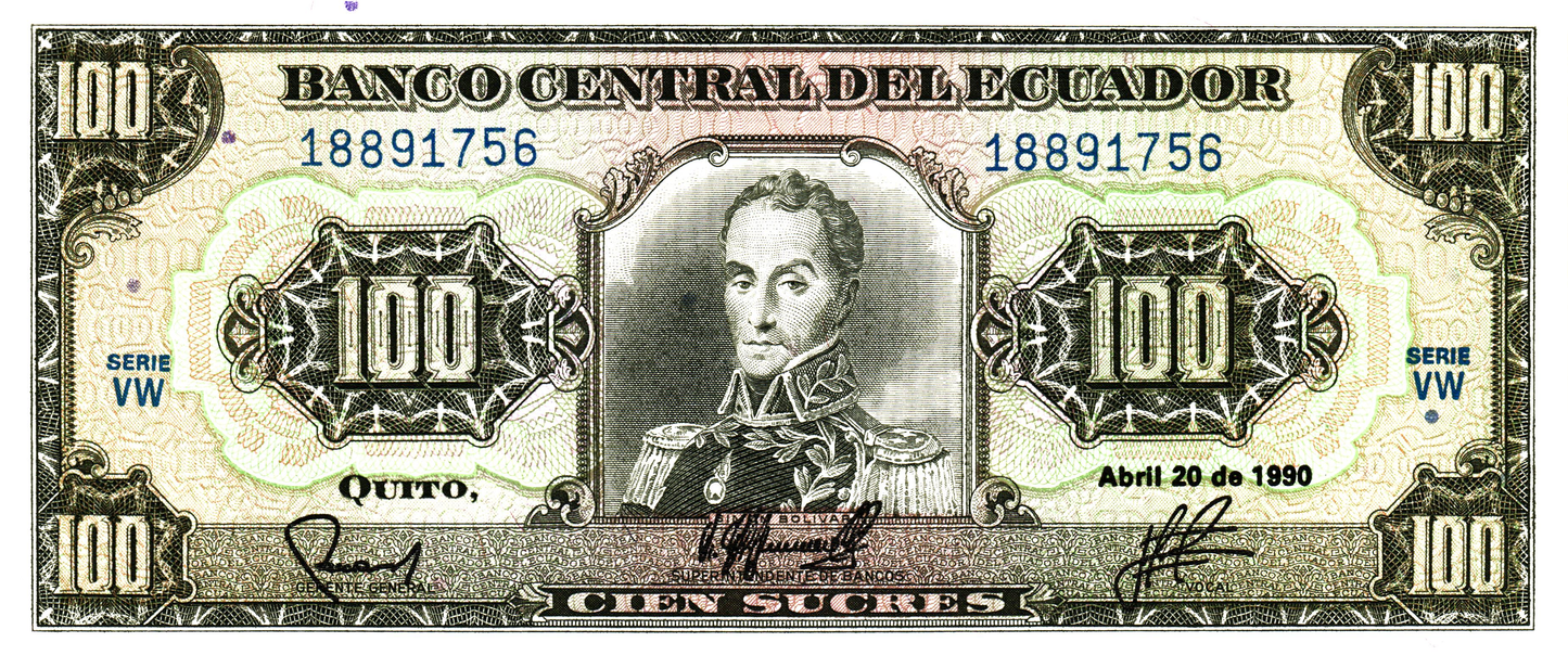 Ecuador 100 Sucres 1990, P123, UNC