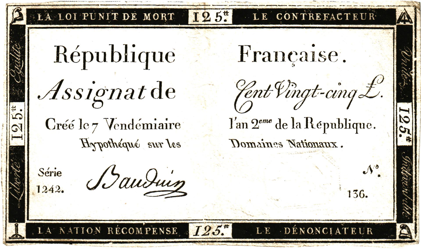 France Assignat 125 Livres,  A74, Lafaurie 169, EX