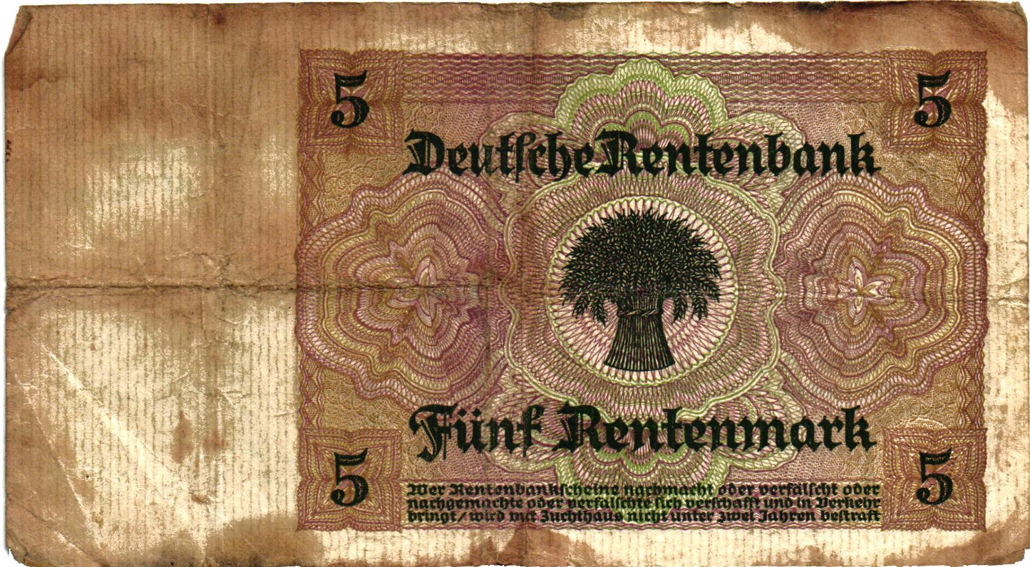 Germany 5 Rentenmark 1926, P69, F