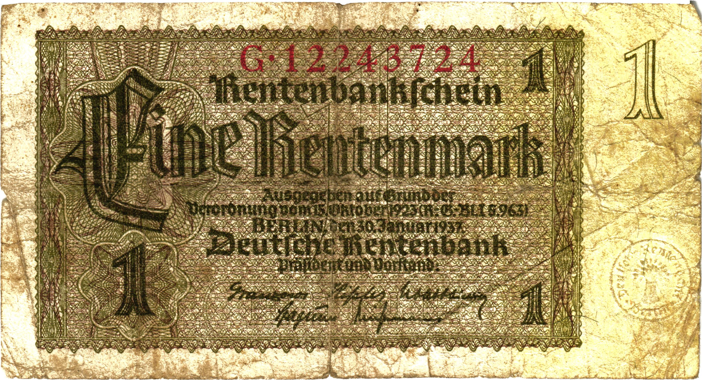 Germany 1 Rentenmark 1937, P173b, G