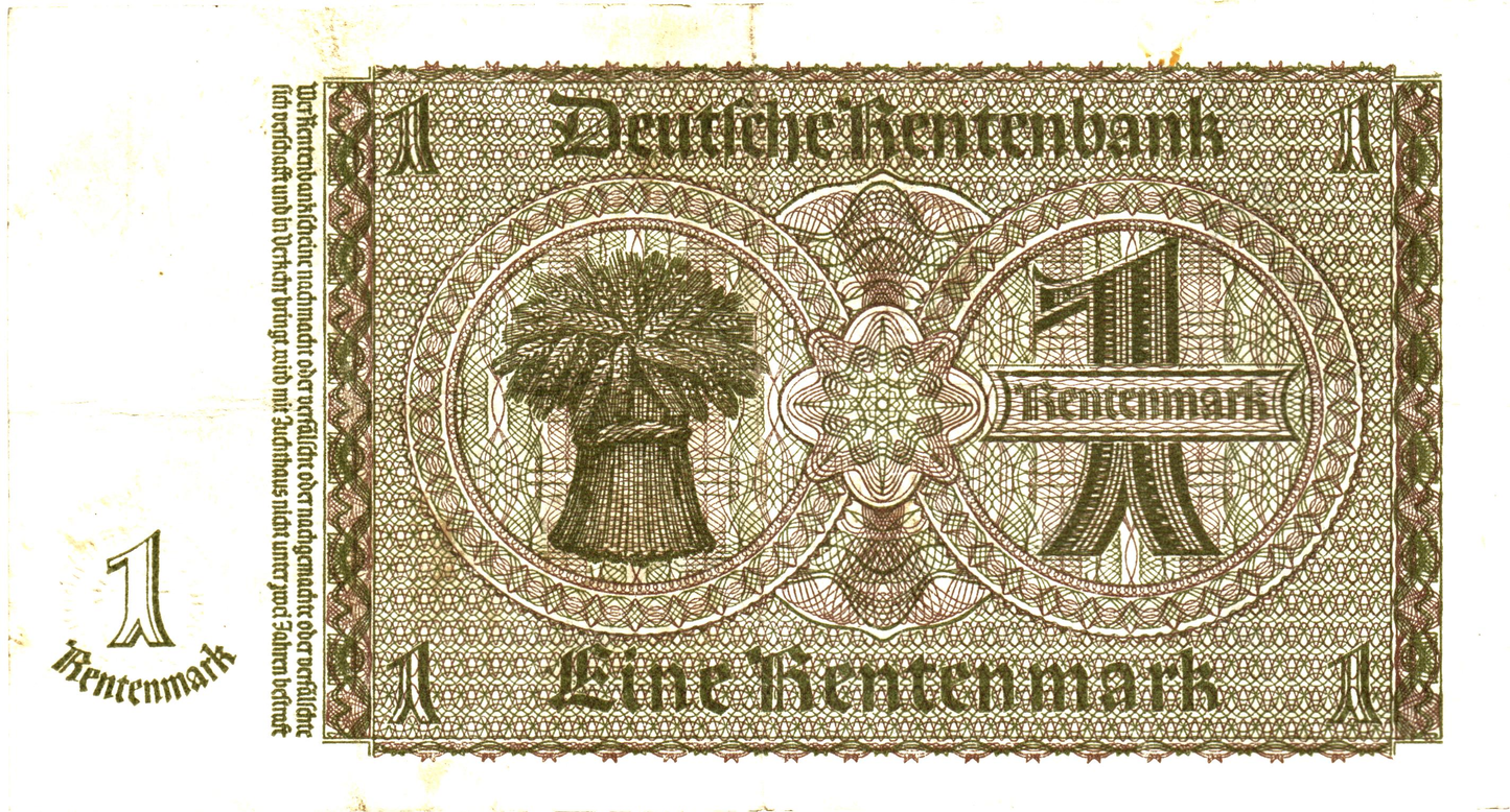 Germany 1 Rentenmark 1937, P173b, VF