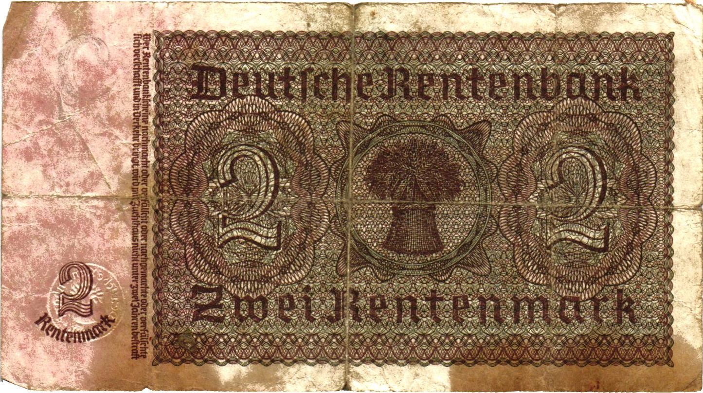 Germany 2 Rentenmark 1937, P174a, VG, rare!