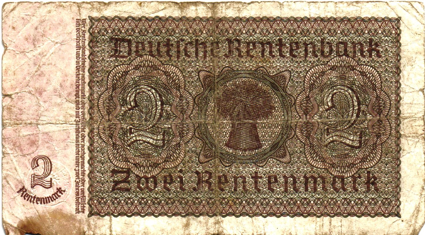 Germany 2 Rentenmark 1937, P174a, VG, rare!