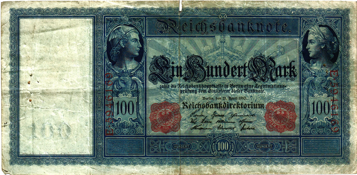 Germany, Reichsbanknote 100 Mark 1910, P42, G