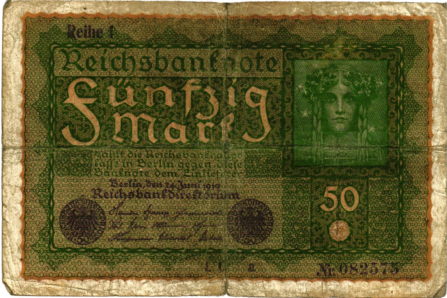Germany, Reichsbanknote 50 Mark 1919, P66, G