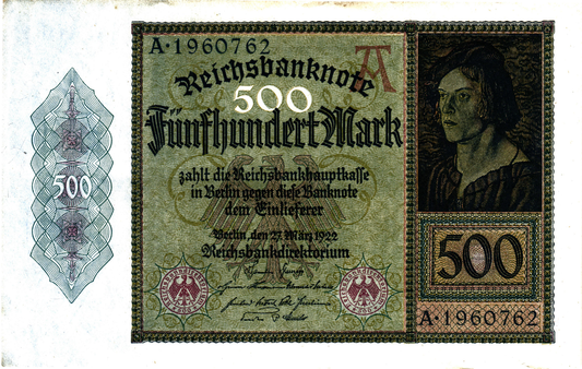 Germany 500 Mark 1922, P73, VF!