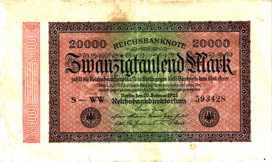 Germany 20000 Mark 1923, P85, aUNC