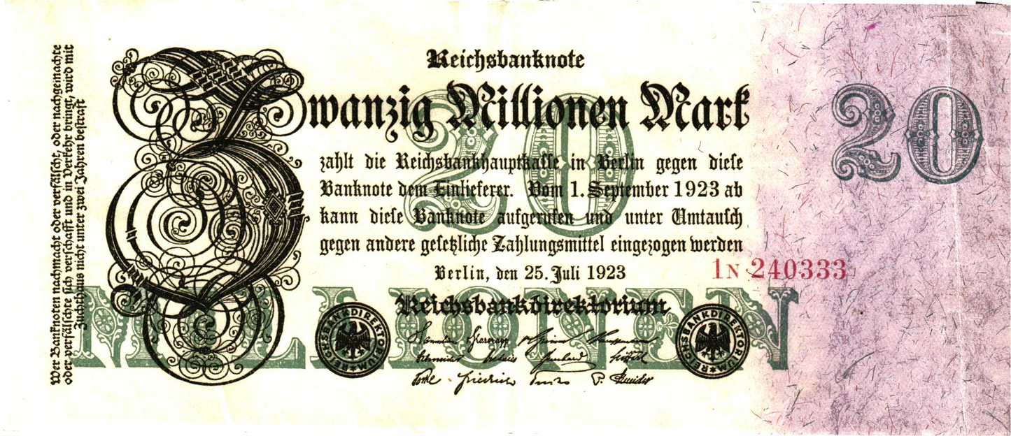 Germany, Reichsbanknote, 20 Millionen Mark, P97b, aUNC