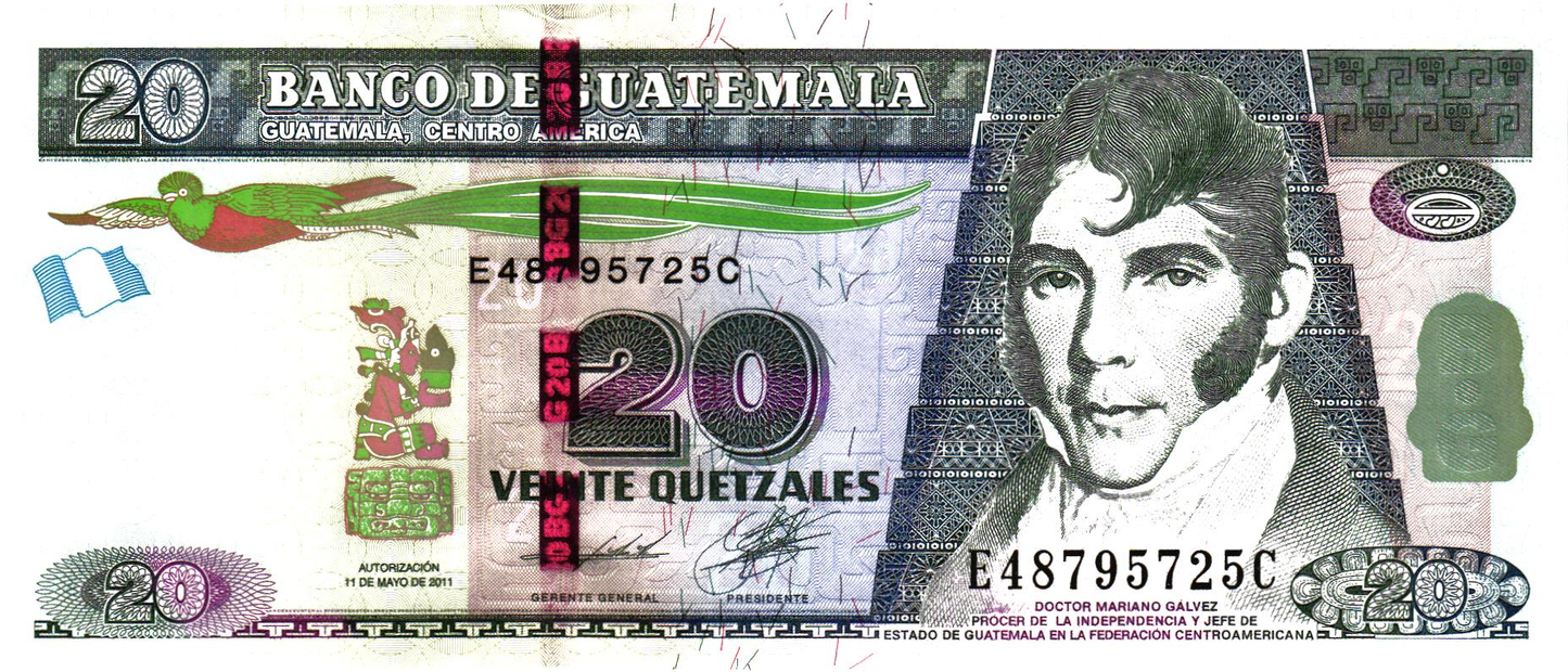 Guatemala 20 Quetzales 2011, P124, UNC