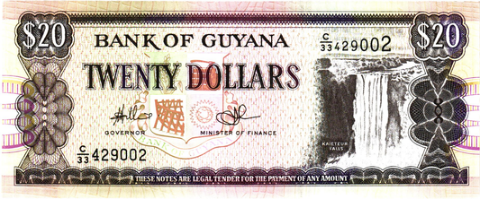 Guyana 20 Dollars ND, P30, UNC