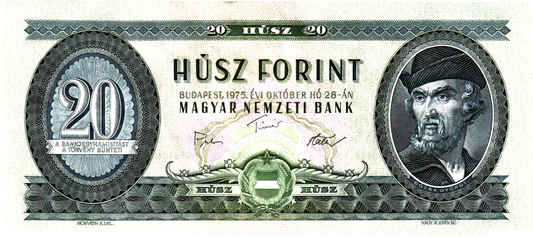 Hungary 20 Forint 1975, P169f, UNC