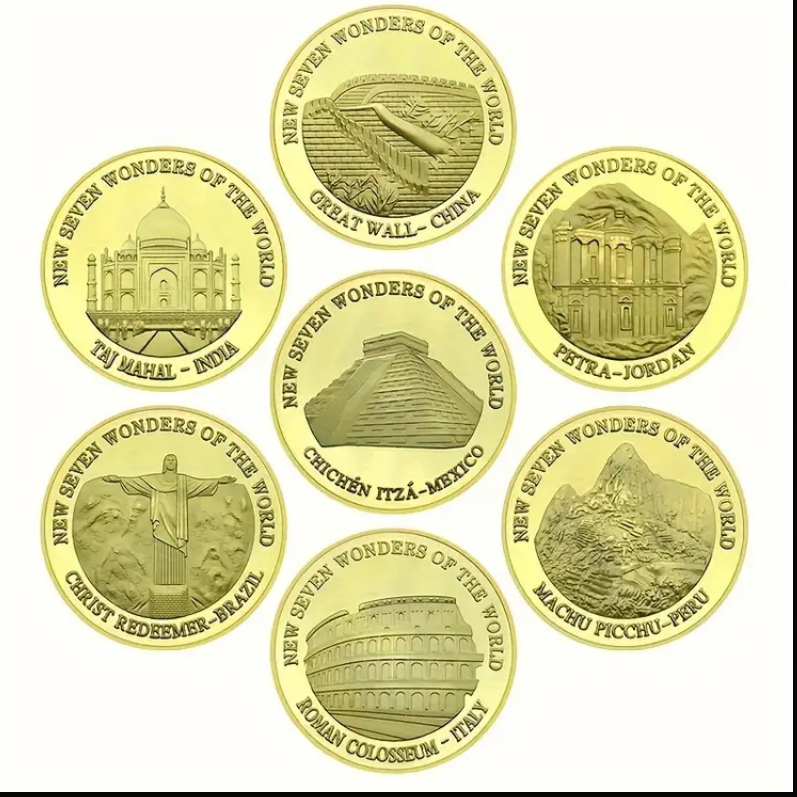 Coins 7 Wonders of the World Gilded