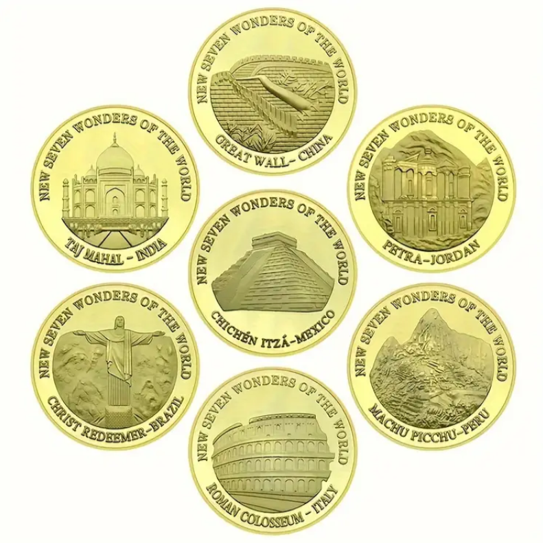 Coins 7 Wonders of the World Gilded