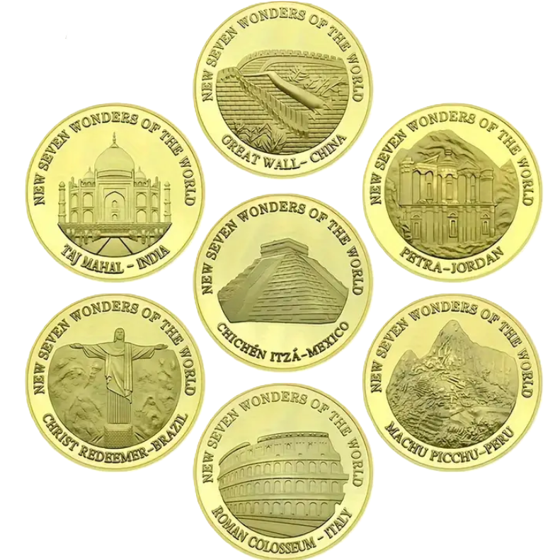 Coins 7 Wonders of the World Gilded