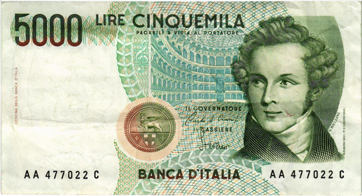 Italy 5000 Lire 1985, P11a, VF