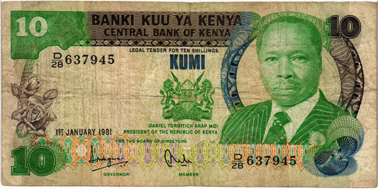 Kenya 10 Shillings 1981, P20a, G