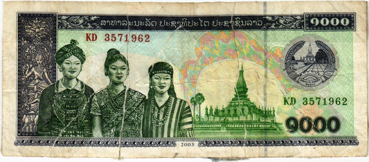 Laos 1000 Kip 2003, P32Ab, PR