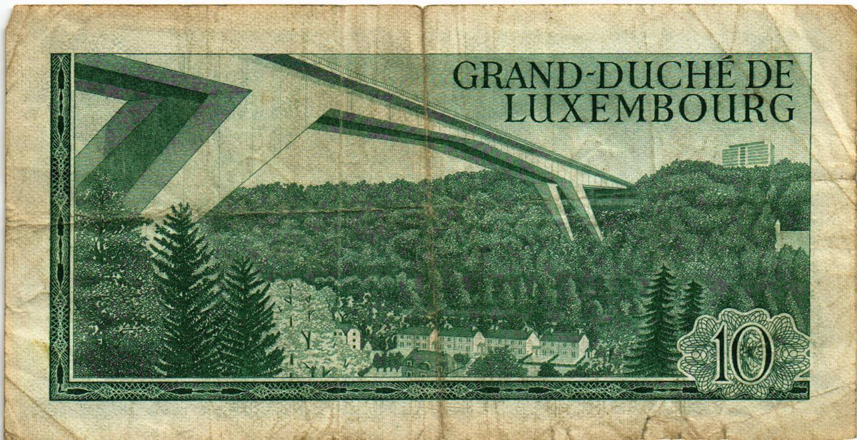 Luxembourg 10 Francs 1967, P53a, Poor