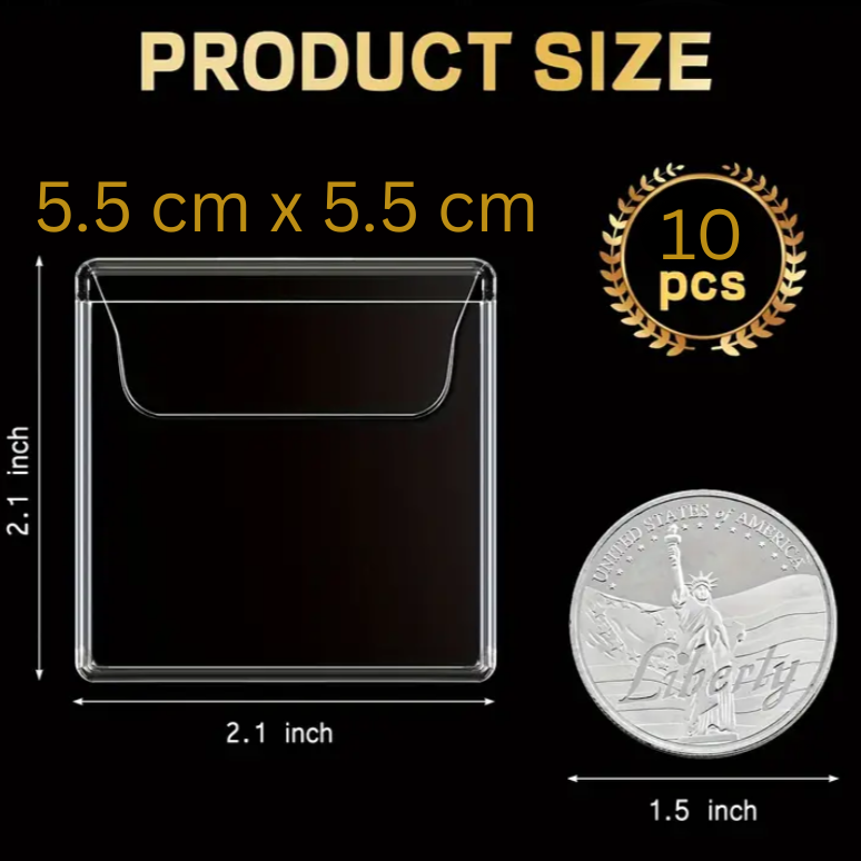 Coin pockets with flap, transparant 5.5 cm x 5.5 cm : 10 PCS