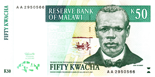 Malawi 50 Kwacha 1997, P39, UNC