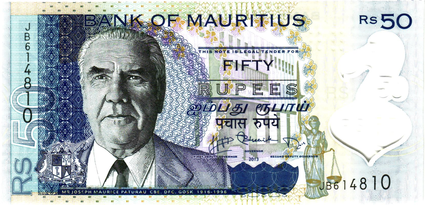 Mauritius 50 Rupees 2013, P65, UNC