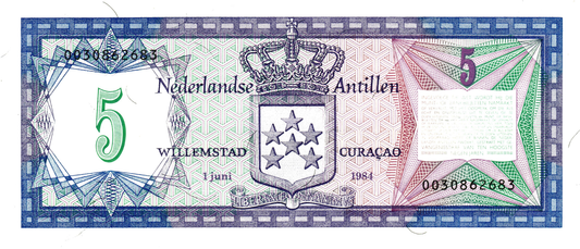 Netherlands Antilles 5 Gulden 1984, P15b, UNC