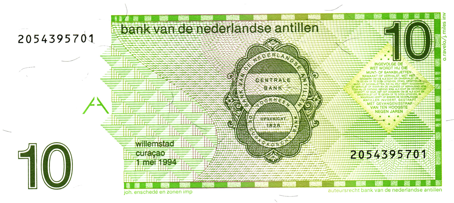 Netherlands Antilles 10 Gulden 1994, P23c, UNC