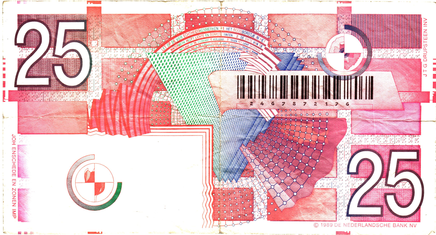 Netherlands 25 Gulden 1989, P100, VF