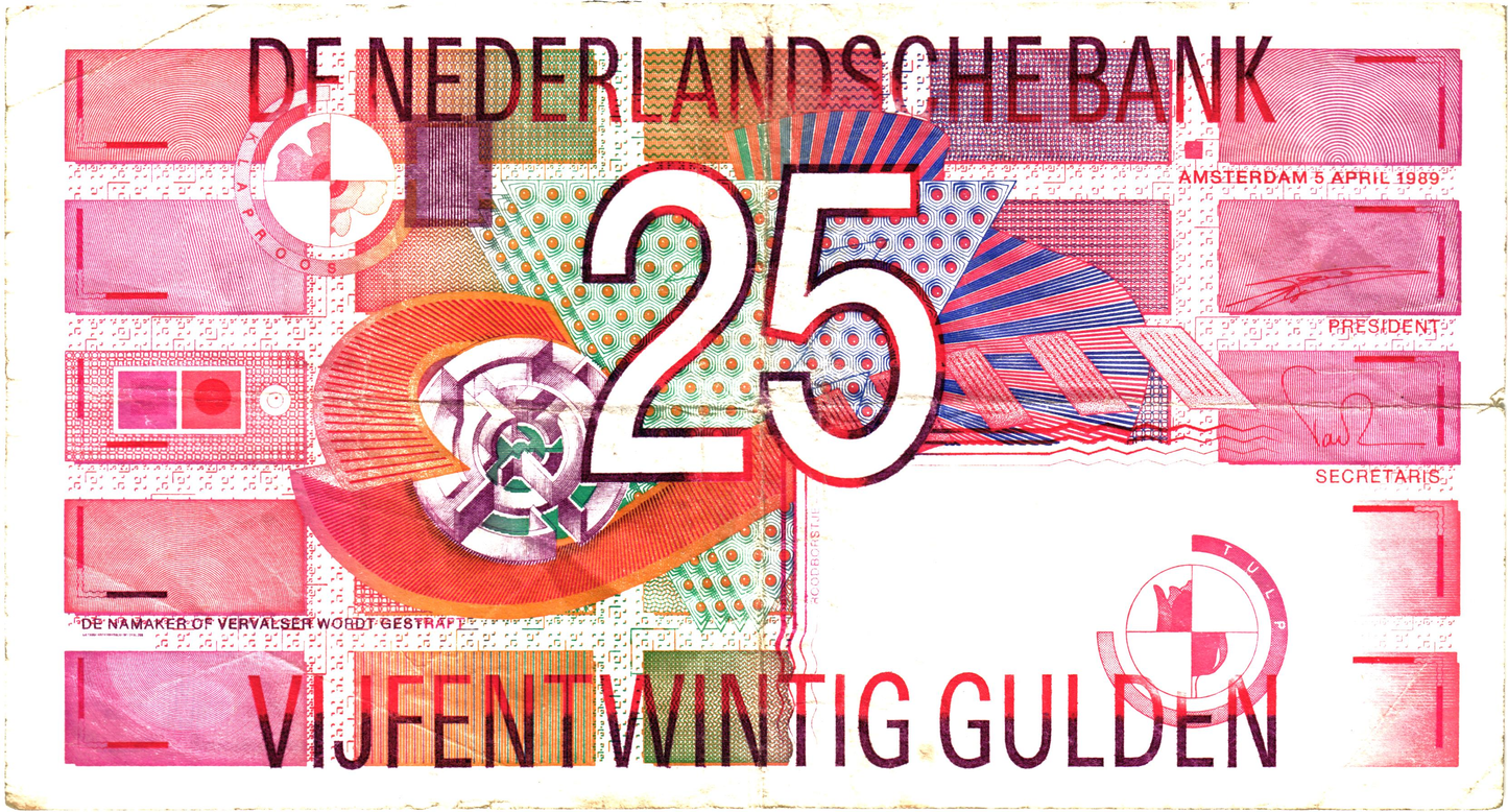 Netherlands 25 Gulden 1989, P100, VF