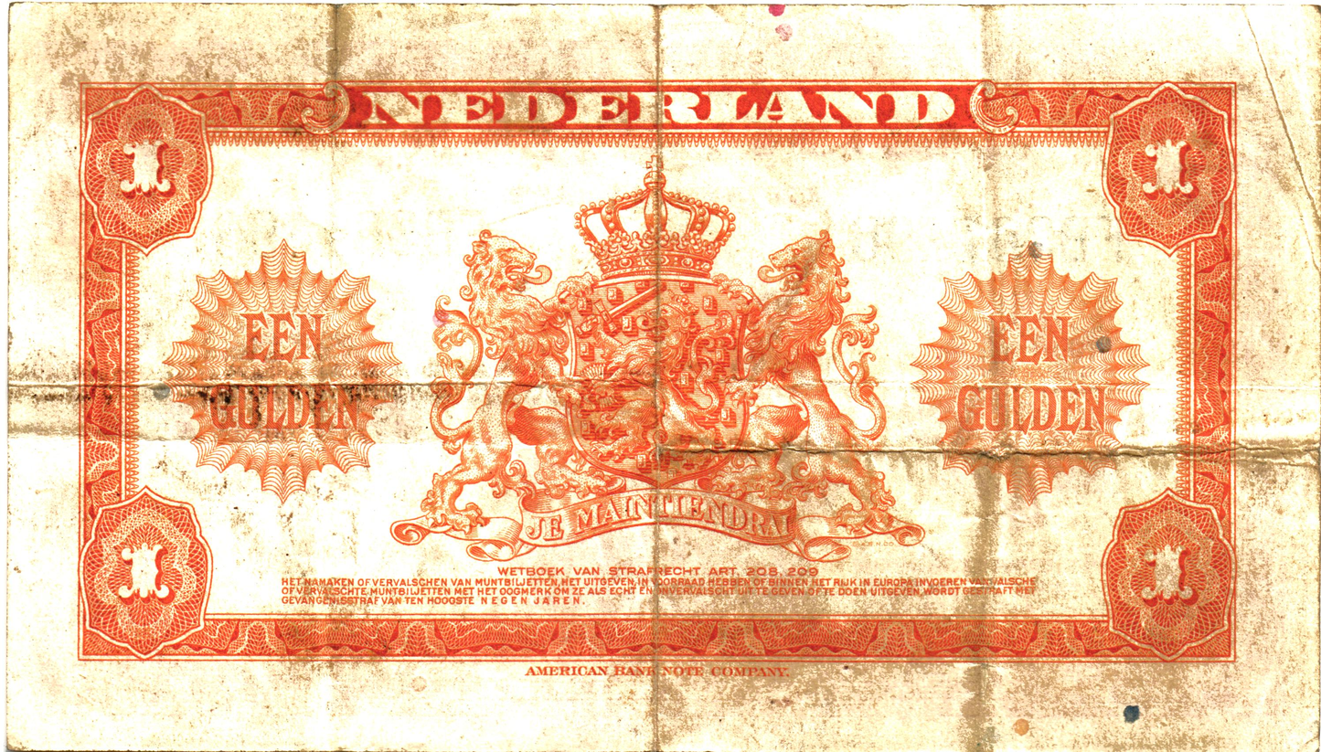 Netherlands 1 Gulden 1943, P64a, F/VF