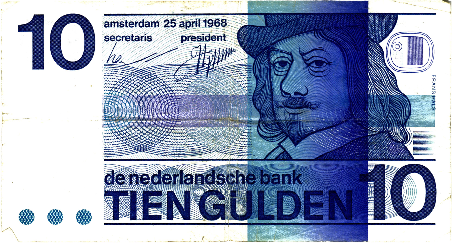 Netherlands 10 Gulden 1968, P91b, F/VF