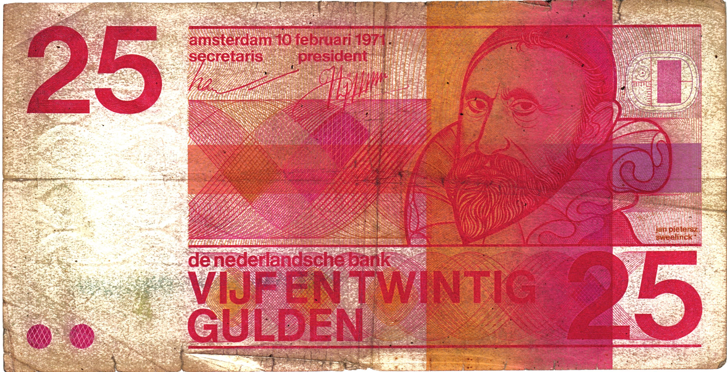 Netherlands 25 Gulden 1971, P92b, F/VF