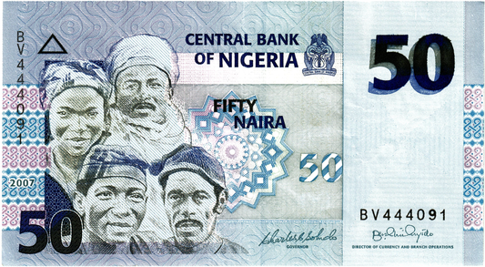 Nigeria 50 Naira 2007, P35, UNC - 6 digit serial nr