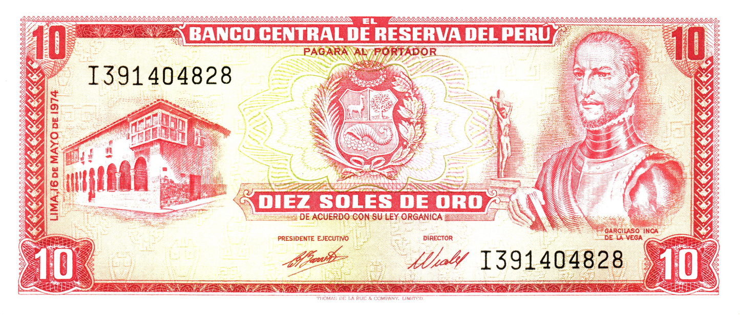 Peru 10 Soles de Oro 1974, P100c, UNC