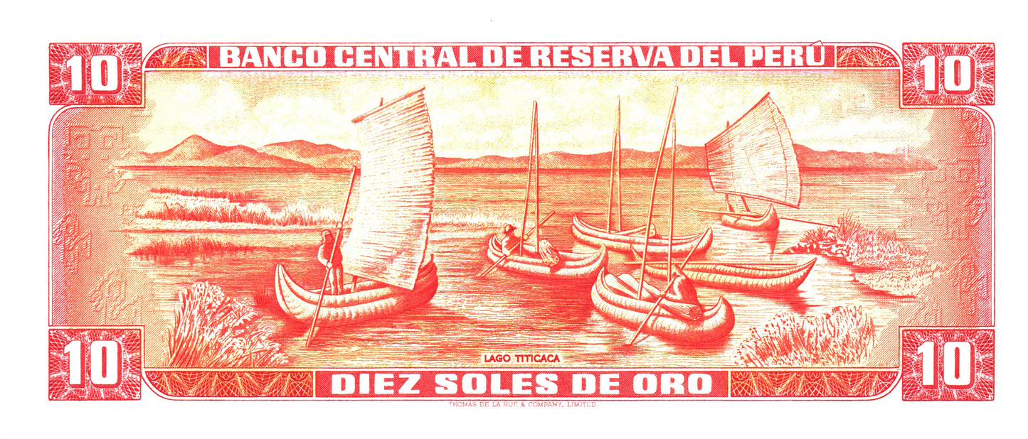Peru 10 Soles de Oro 1974, P100c, UNC