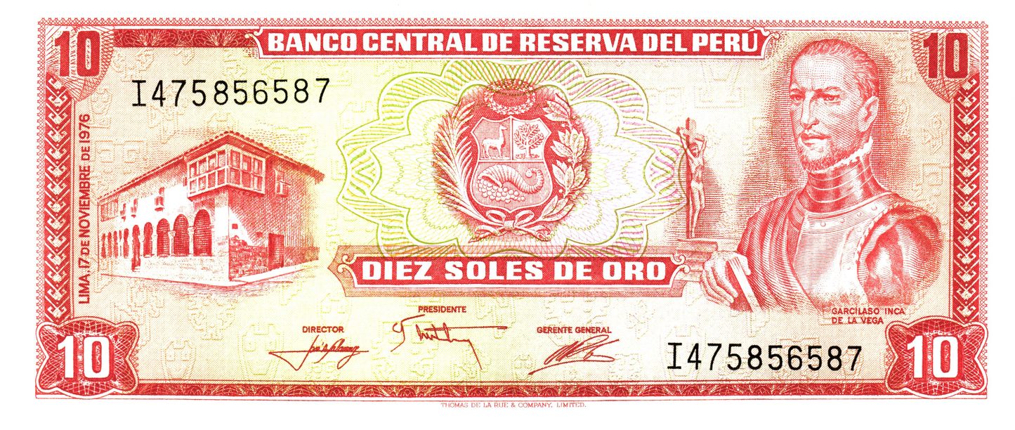 Peru 10 Soles de Oro 1974, P100c, UNC