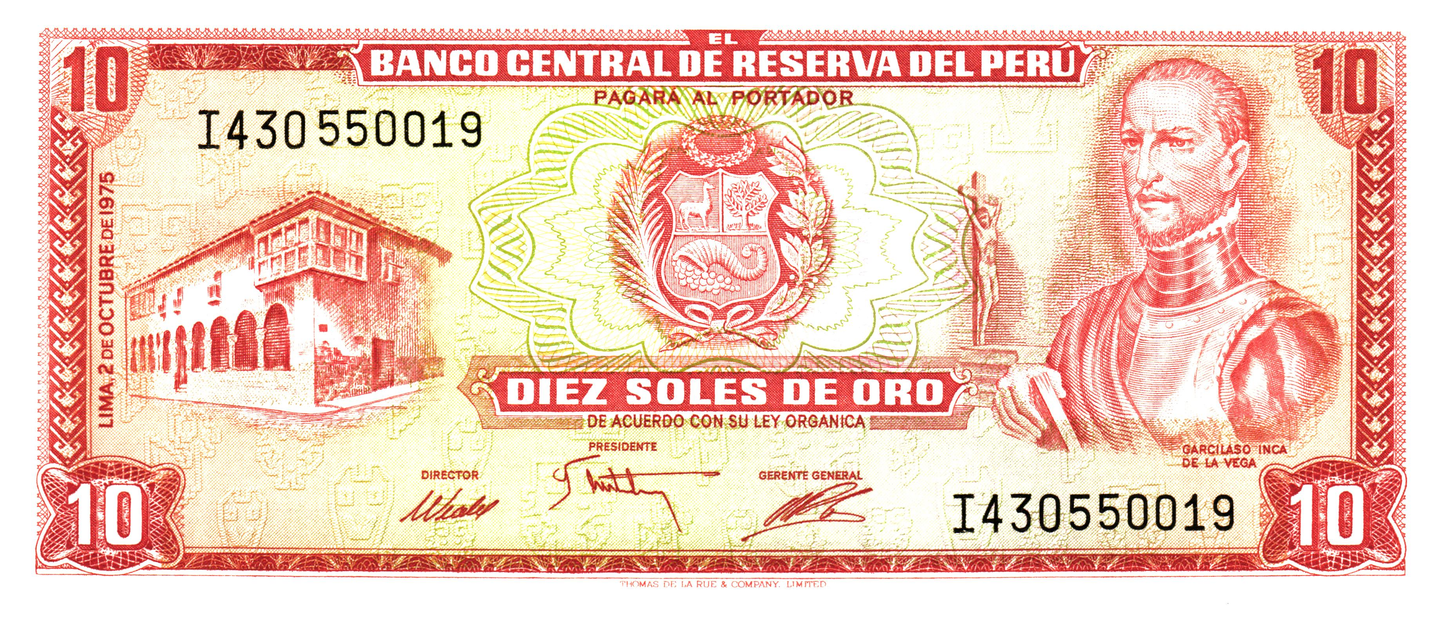 Peru 10 Soles de Oro 1974, P100c, UNC