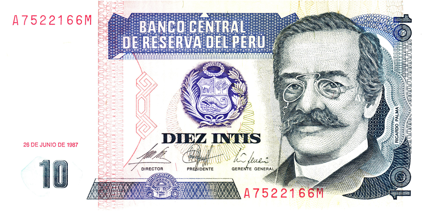 Peru 10 Intis 1987, P129, UNC