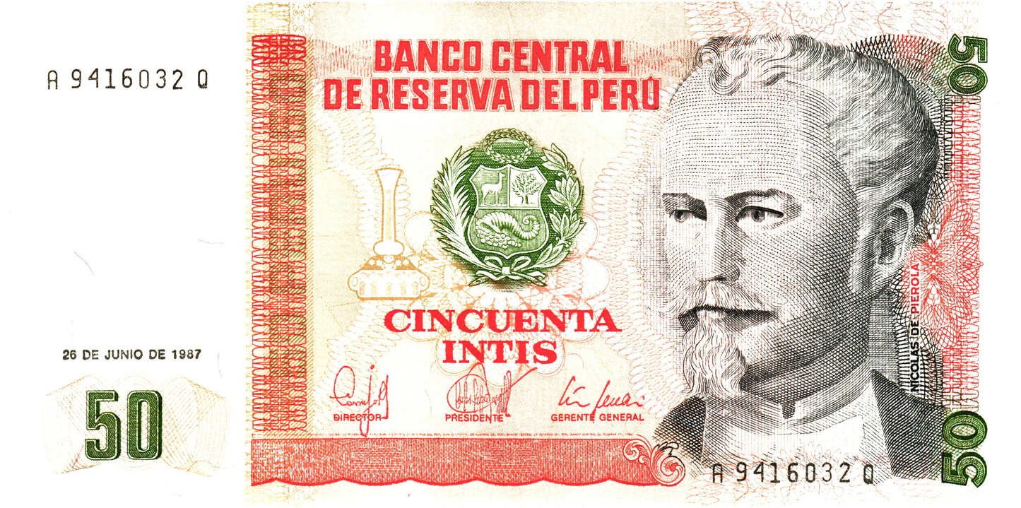 Peru 50 Intis 1987, P131b, UNC