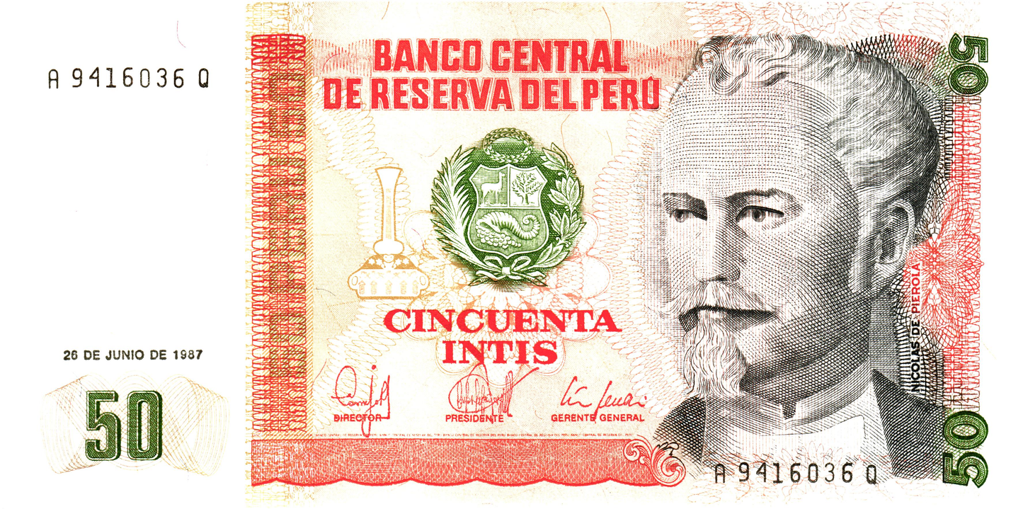 Peru 50 Intis 1987, P131b, UNC