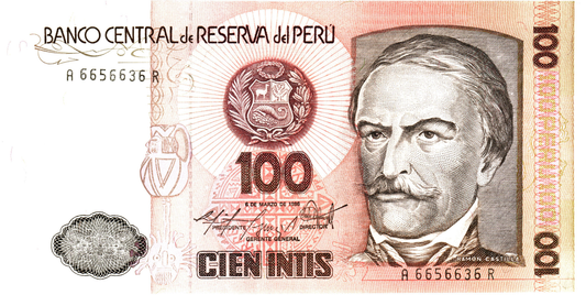 Peru 100 Intis 1986, P132b, UNC