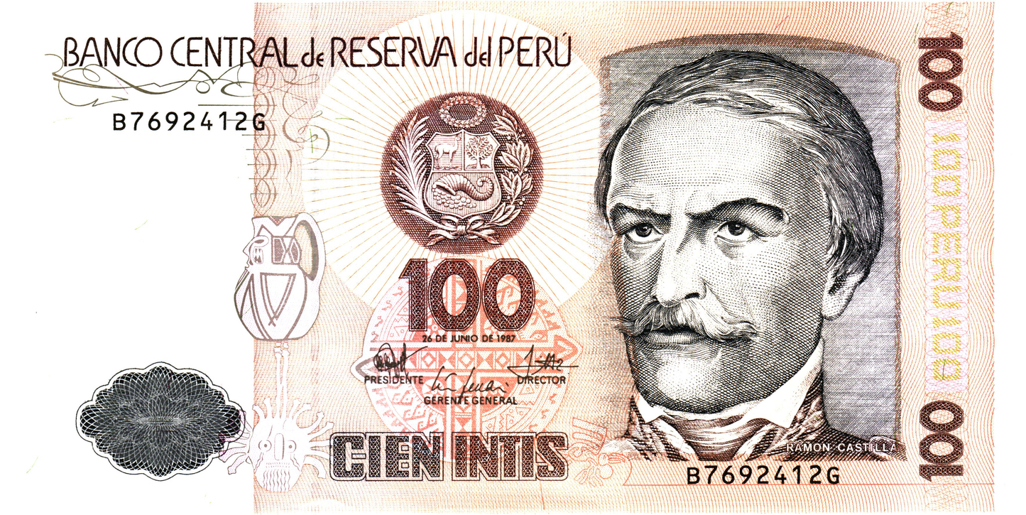 Peru 100 Intis 1986, P133, UNC