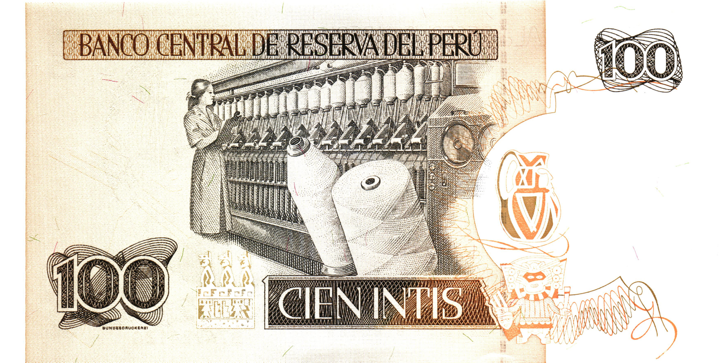 Peru 100 Intis 1986, P133, UNC