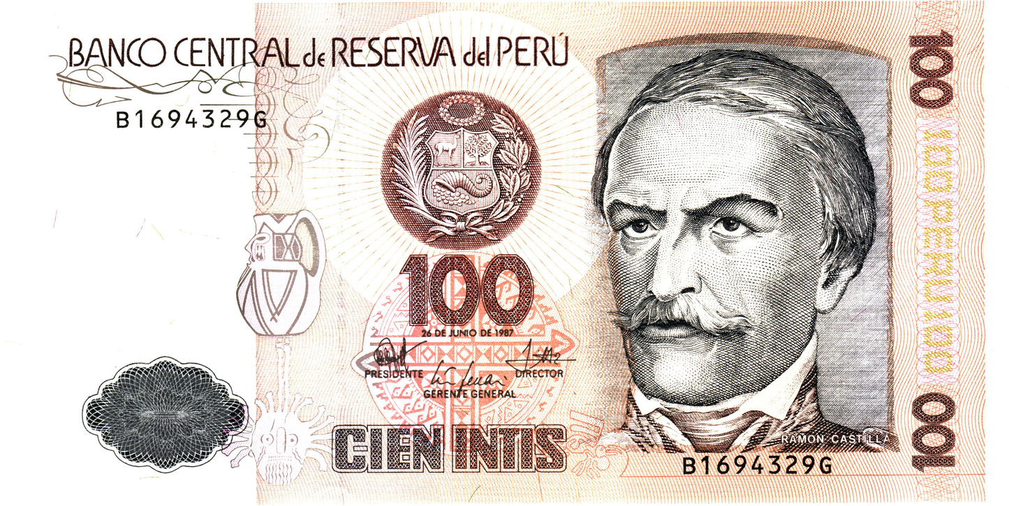 Peru 100 Intis 1986, P133, UNC
