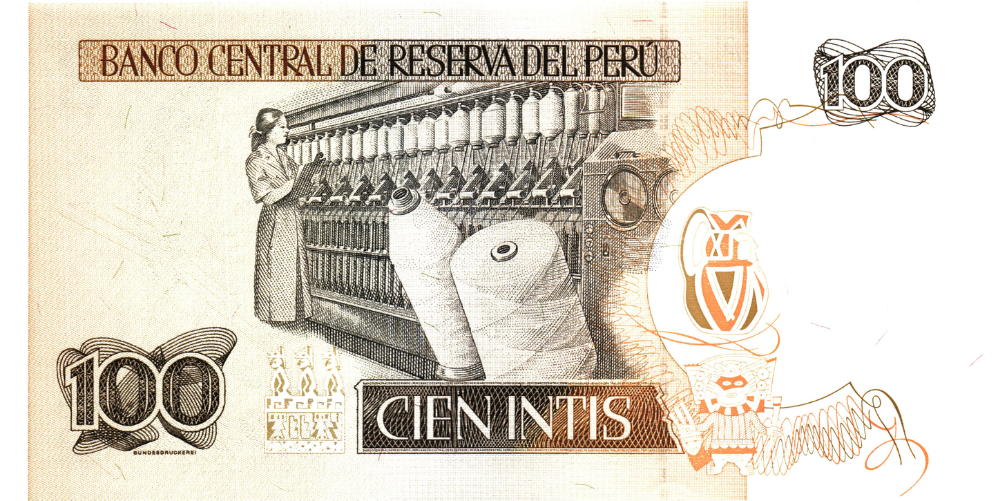 Peru 100 Intis 1986, P133, UNC