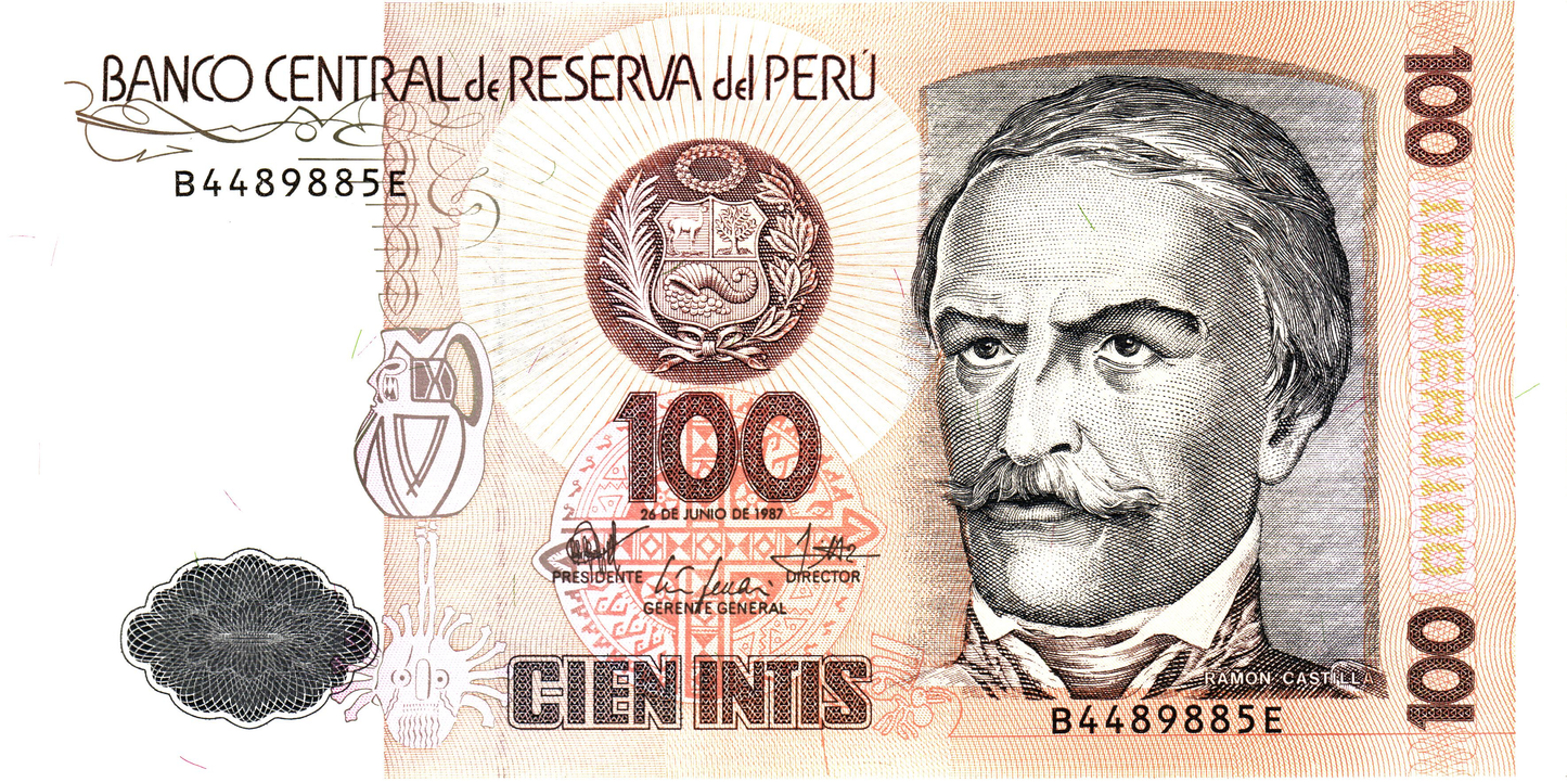 Peru 100 Intis 1987, P133a, UNC-