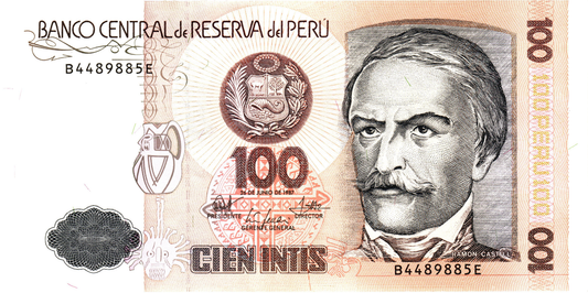Peru 100 Intis 1987, P133a, UNC-